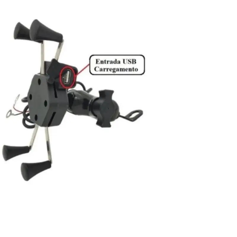 Suporte para Motocicleta com carregador USB e rotação 360º
