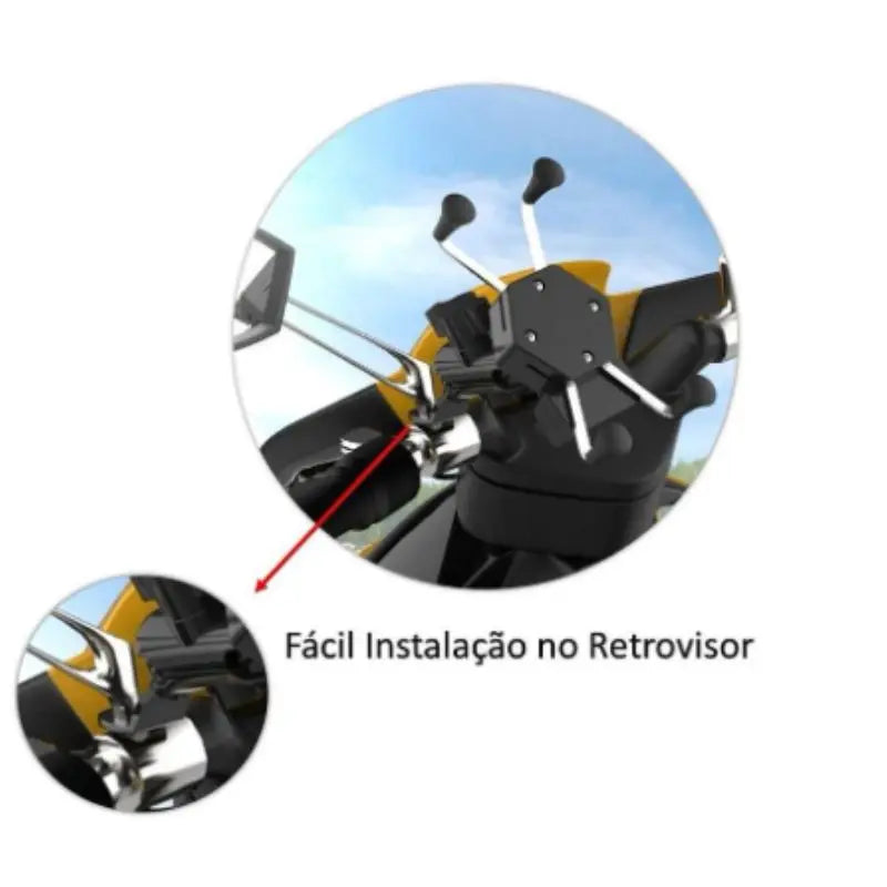 Suporte para Motocicleta com carregador USB e rotação 360º