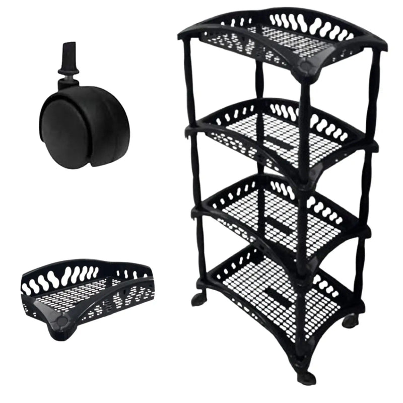 Organizador Vertical com 4 Cestos – Suporte de Armazenamento com Tela para Frutas e Legumes, de Piso, para Cozinha