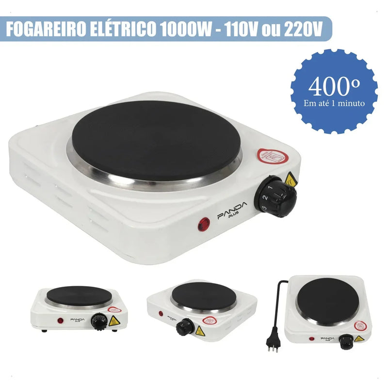 Fogão Elétrico Portátil Cooktop de Mesa 1 Boca Chapa 1000W