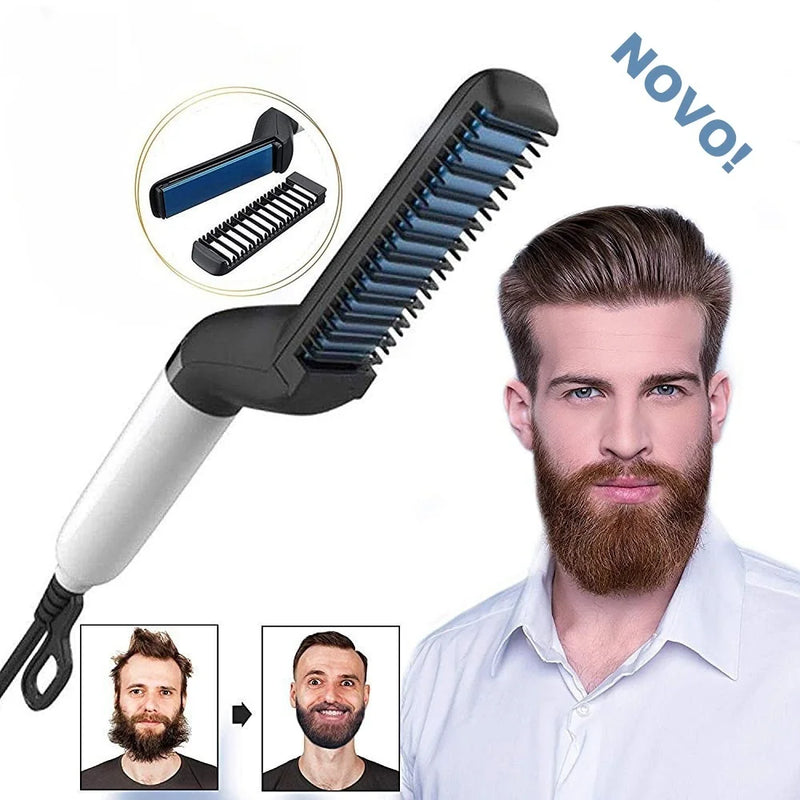 Alisador e Modelador 2 em 1 Para Cabelo E Barba Masculino