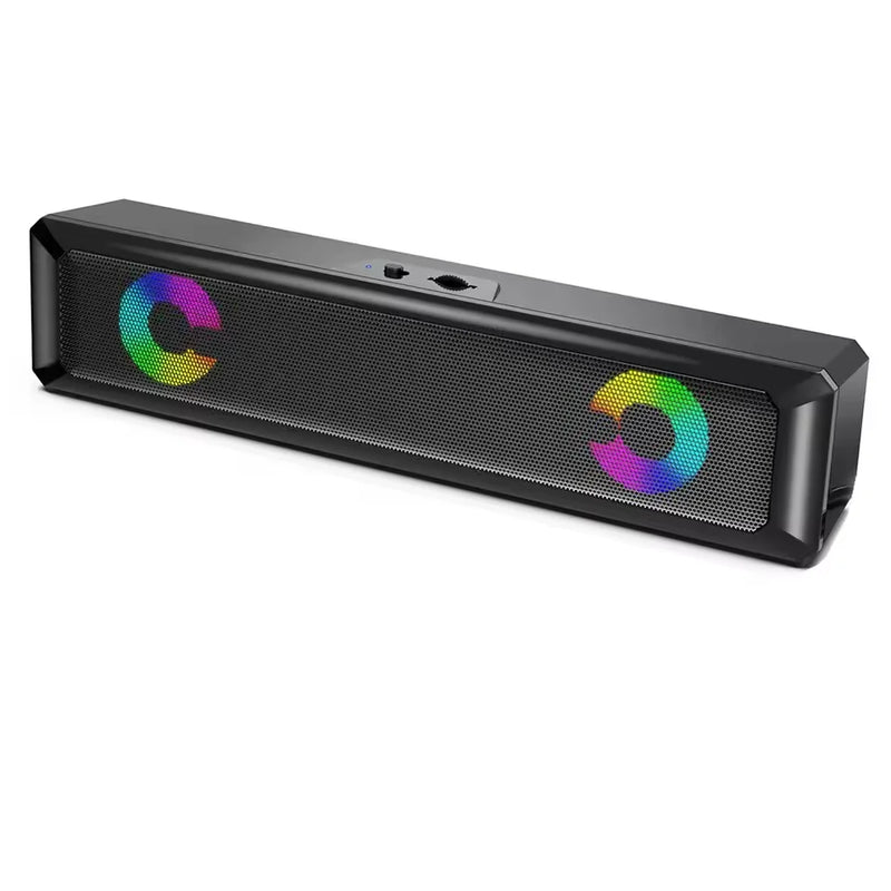 Caixa de Som Barra de Som Gamer 6W – Estéreo de Alta Fidelidade com LED Colorido, USB/P2, Instalação Rápida e Cabo Longo
