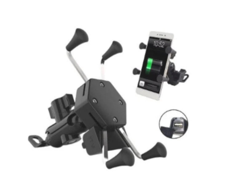 Suporte para Motocicleta com carregador USB e rotação 360º