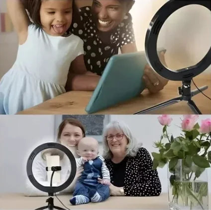 Kit Ring Light 8" com Tripé de Mesa e Suporte de Celular