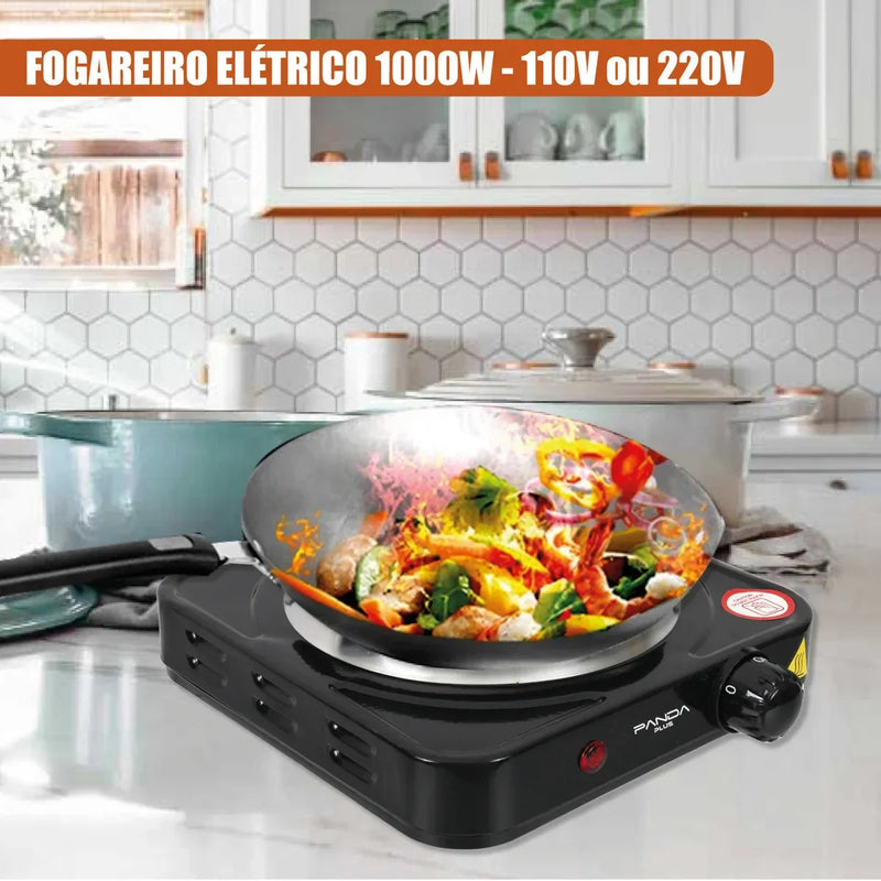 Fogão Elétrico Portátil Cooktop de Mesa 1 Boca Chapa 1000W