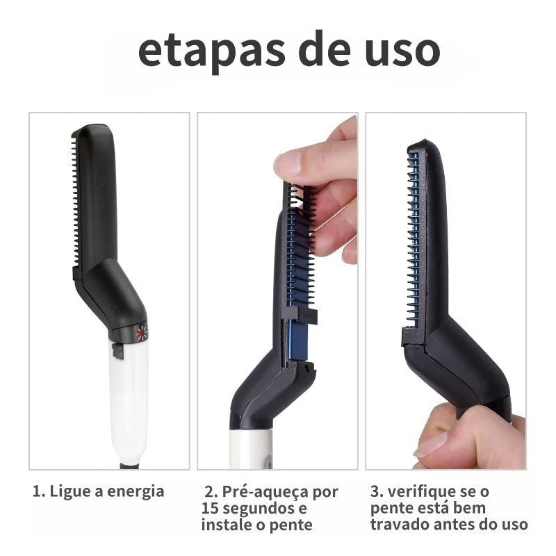 Alisador e Modelador 2 em 1 Para Cabelo E Barba Masculino