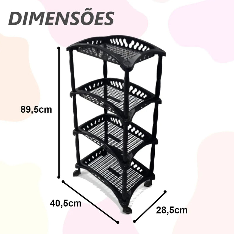 Organizador Vertical com 4 Cestos – Suporte de Armazenamento com Tela para Frutas e Legumes, de Piso, para Cozinha
