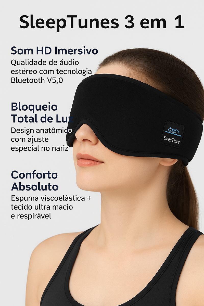 SleepTunes – Máscara de Dormir com Fones Bluetooth e Som HD