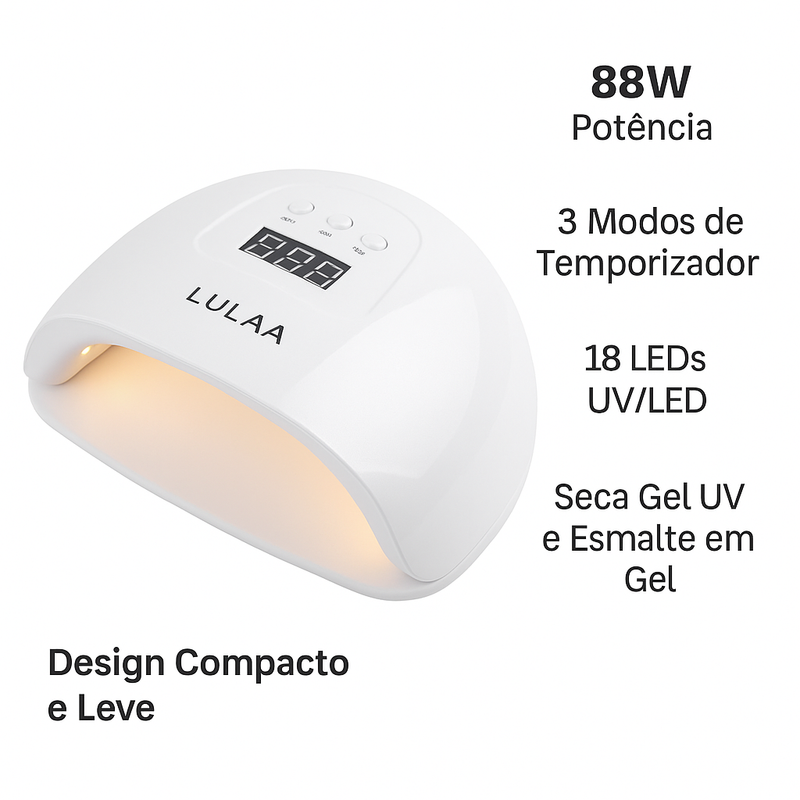 Cabine UV para Unhas em Gel LULAA 88W – LED UV, Proteção para os Olhos, Secagem Rápida