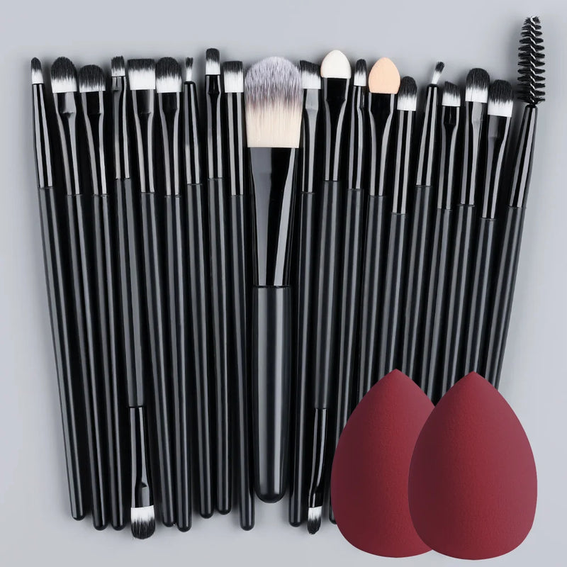 Kit Pincéis BeautyArt Deluxe – Base, Olhos e Iluminador (20 peças)