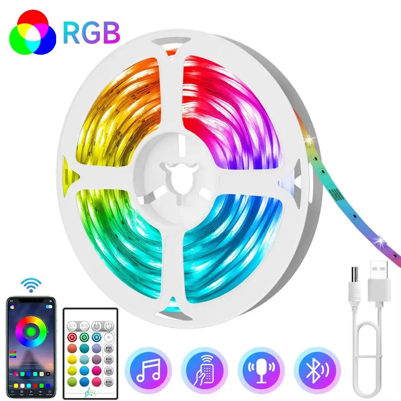 Fita de Luz de Fundo LED para TV Gipoyent – RGB com Bluetooth, Controle por App e Sincronização de Música