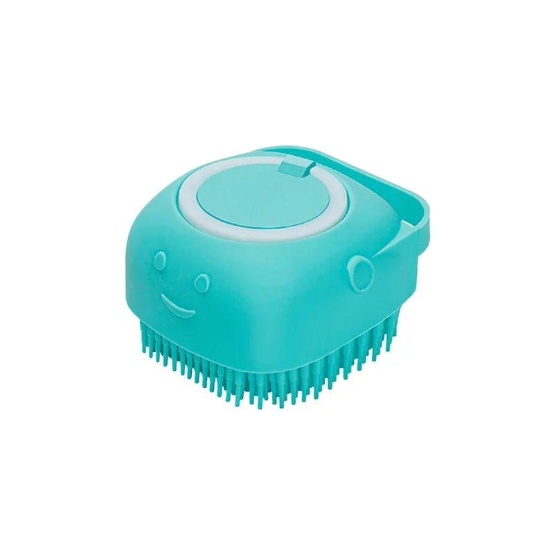 Escova Banho Pet 2 em 1 – Massageadora com Dispenser de Shampoo