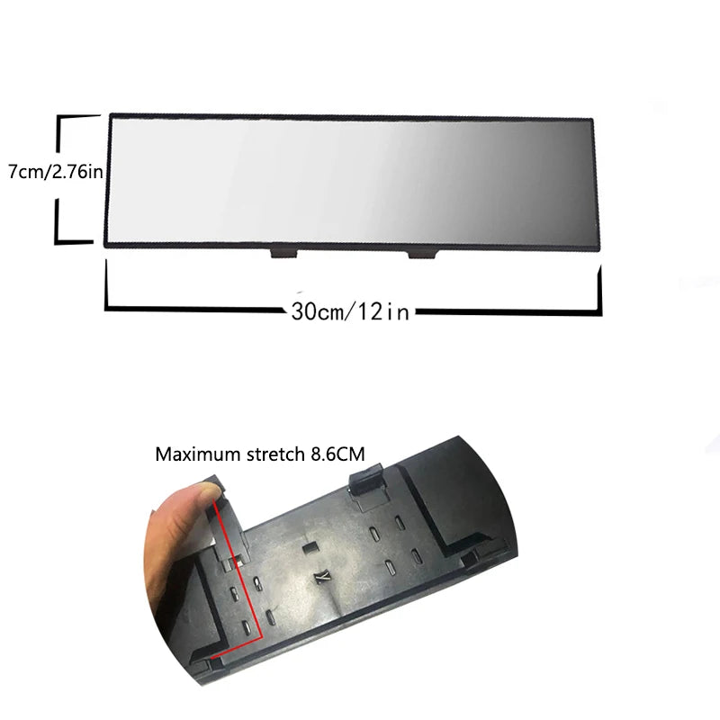 Espelho UltraGlare Retrovisor Interno Convexo, grande angular, antirreflexo, com viseira azul e foco em segurança