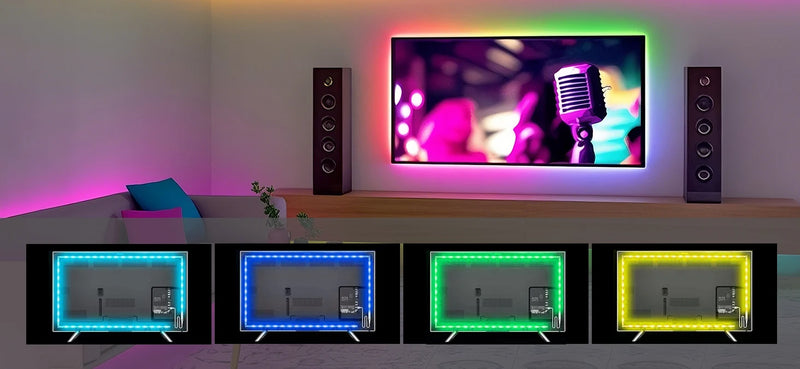 Fita de Luz de Fundo LED para TV Gipoyent – RGB com Bluetooth, Controle por App e Sincronização de Música