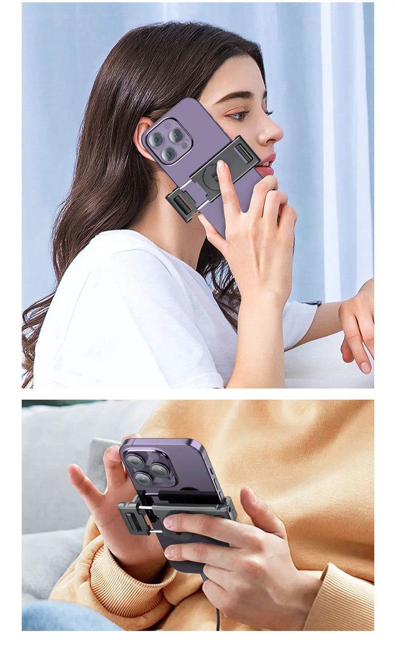 Estabilizador de Celular com Luz LED Removível e Rastreamento Facial – Tripé Sem Fio com Suporte Giratório 360º para Lives, Vídeos e Selfies