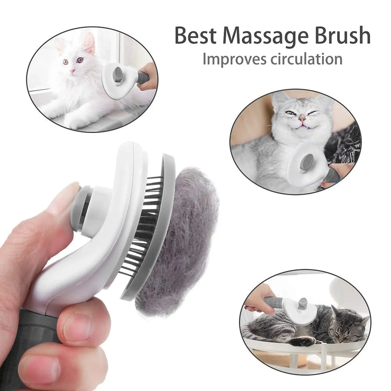 Pente Pet 2 em 1 – Escova para Remover Pelos Soltos e Desembaraçar Nós em Cães e Gatos