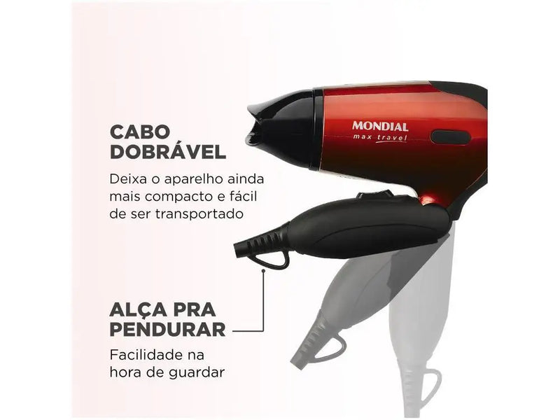 Secador de Cabelos Mondial SC-10 Max Travel – 1200W para Estilo em Movimento