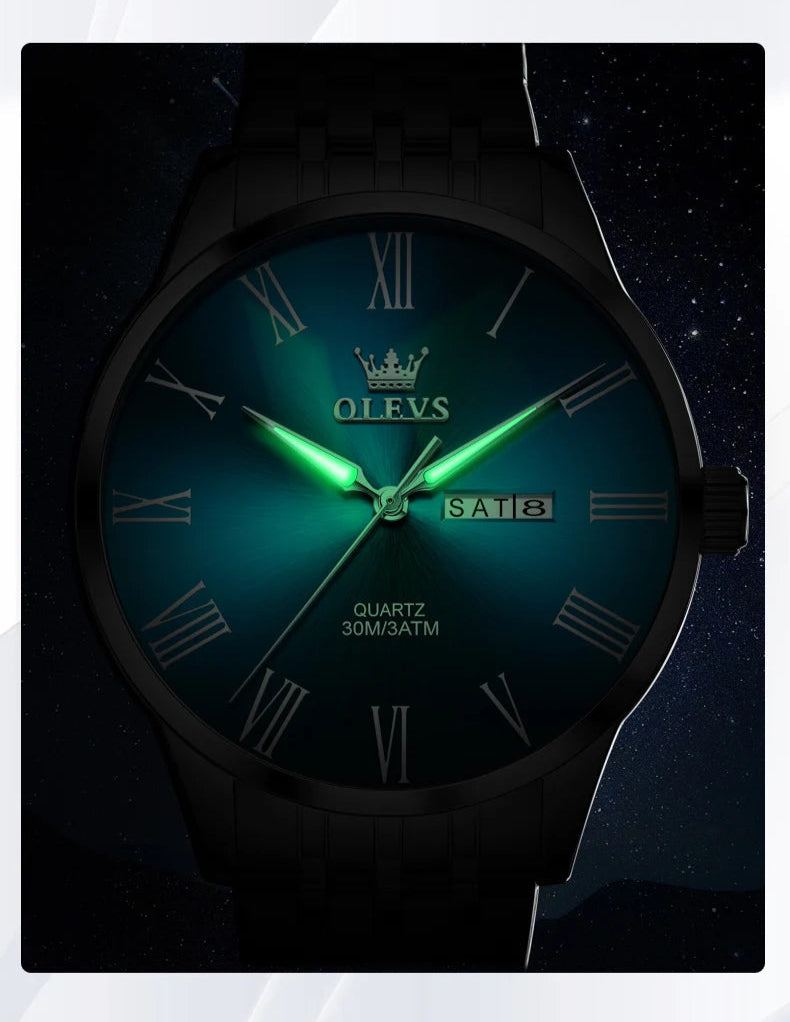 OLEVS Nero Classic™ – Relógio de Quartzo Elegante com Ponteiros Luminosos