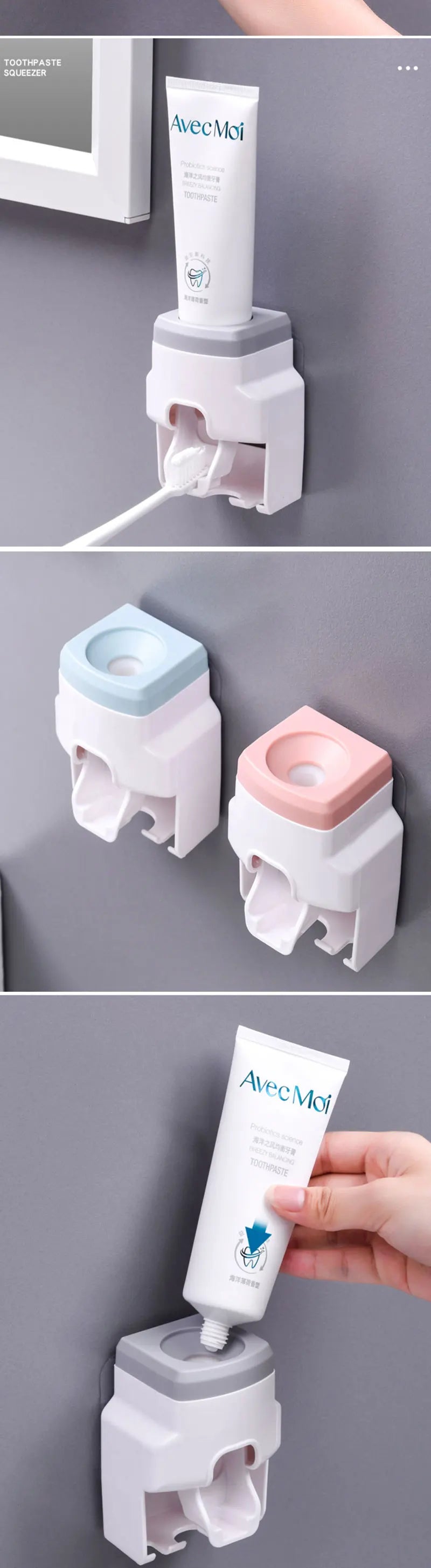 Dispensador Automático com Suporte de Escovas de Parede 2 em 1