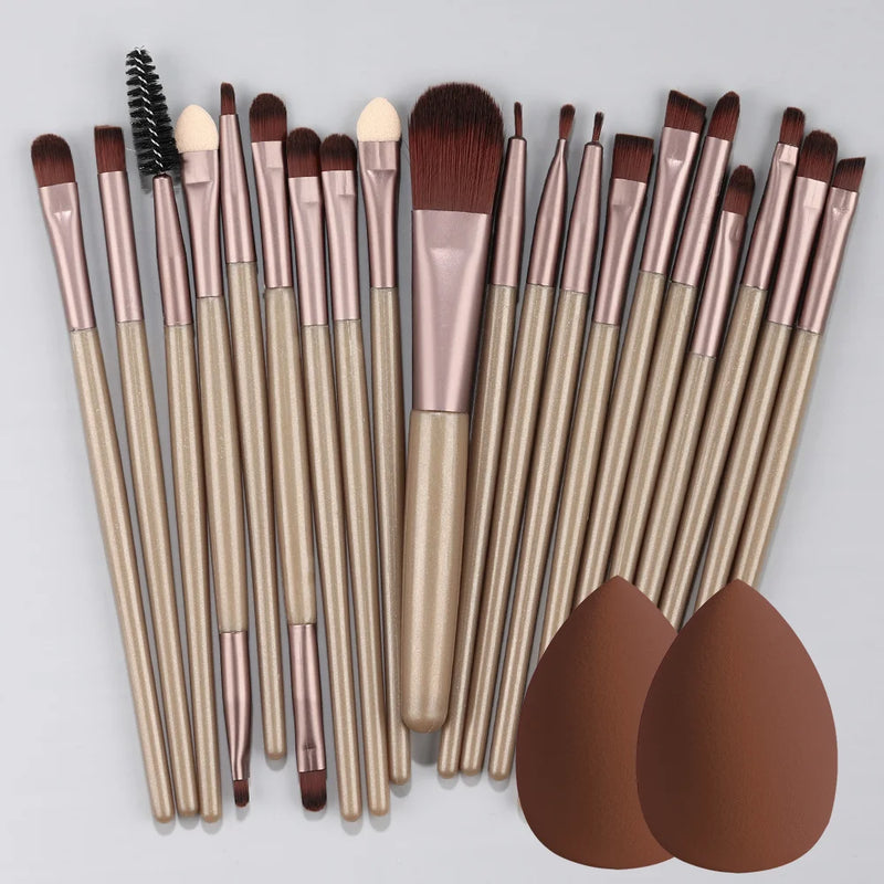Kit Pincéis BeautyArt Deluxe – Base, Olhos e Iluminador (20 peças)