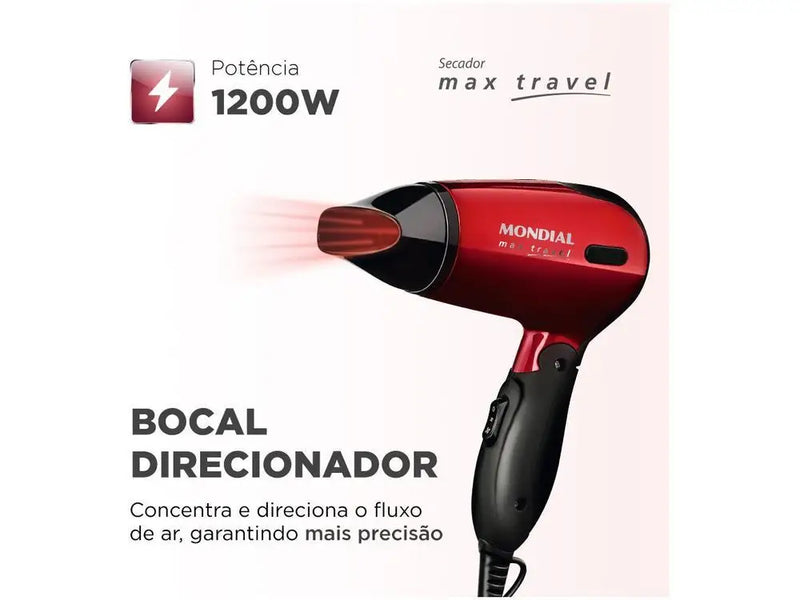 Secador de Cabelos Mondial SC-10 Max Travel – 1200W para Estilo em Movimento