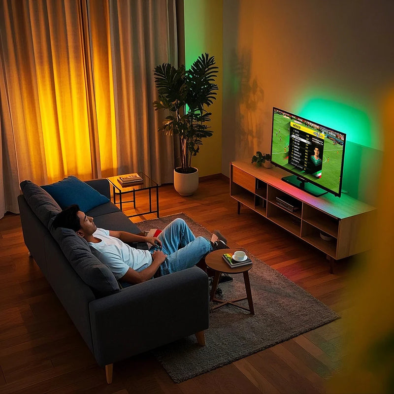 Fita de Luz de Fundo LED para TV Gipoyent – RGB com Bluetooth, Controle por App e Sincronização de Música