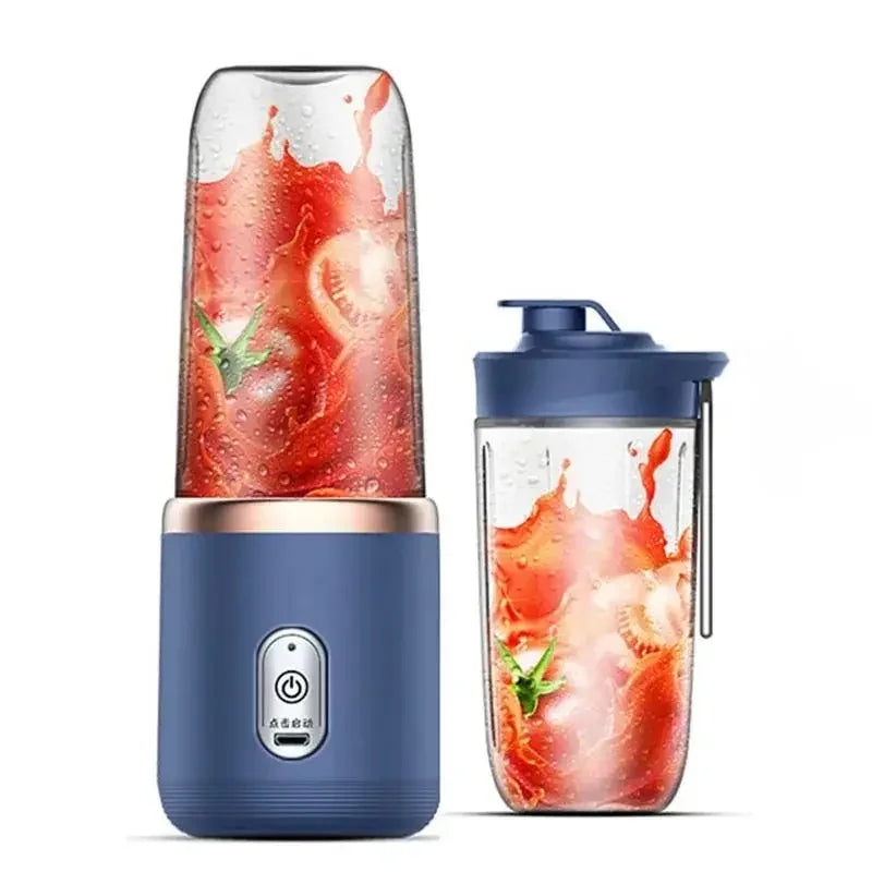 Copo Espremedor Portátil com 6 Lâminas – Liquidificador de Frutas Doméstico, Copo para Batidas, Recarregável via USB, Ferramenta de Cozinha 400 ml