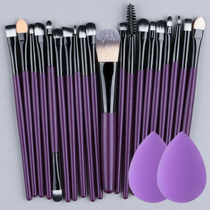 Kit Pincéis BeautyArt Deluxe – Base, Olhos e Iluminador (20 peças)