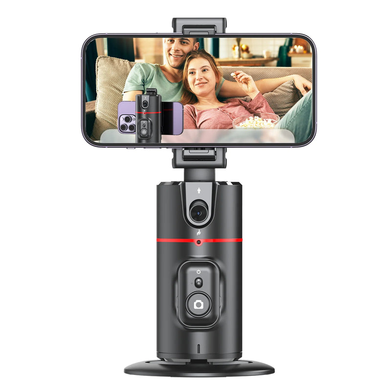 Estabilizador de Celular com Luz LED Removível e Rastreamento Facial – Tripé Sem Fio com Suporte Giratório 360º para Lives, Vídeos e Selfies
