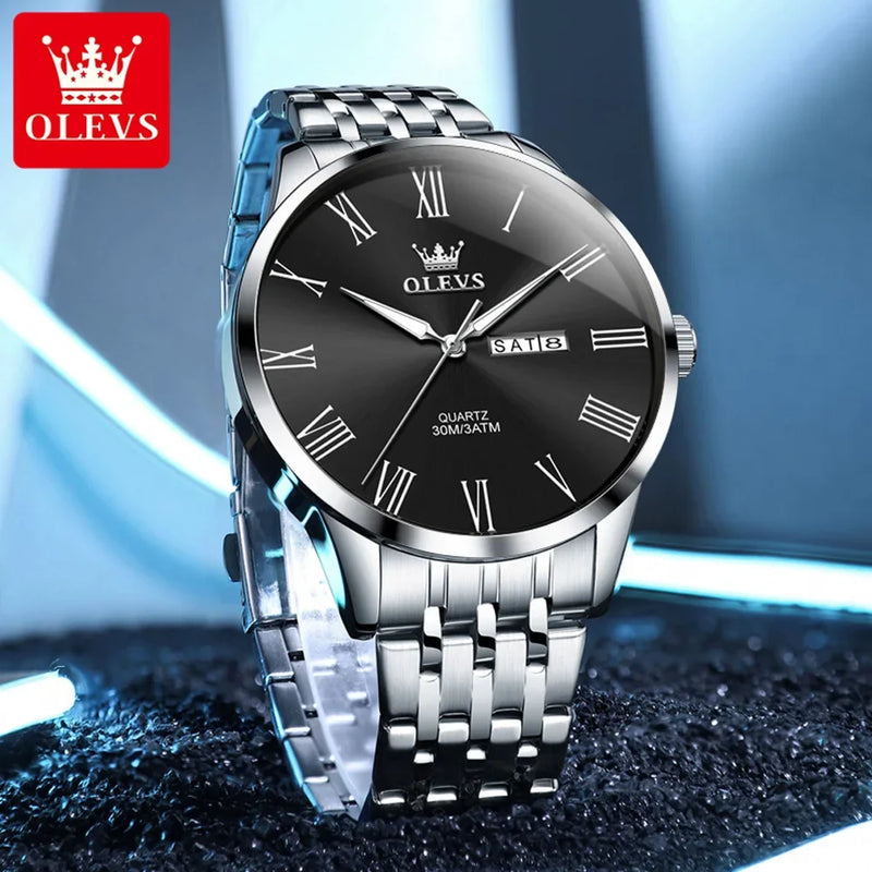 OLEVS Nero Classic™ – Relógio de Quartzo Elegante com Ponteiros Luminosos