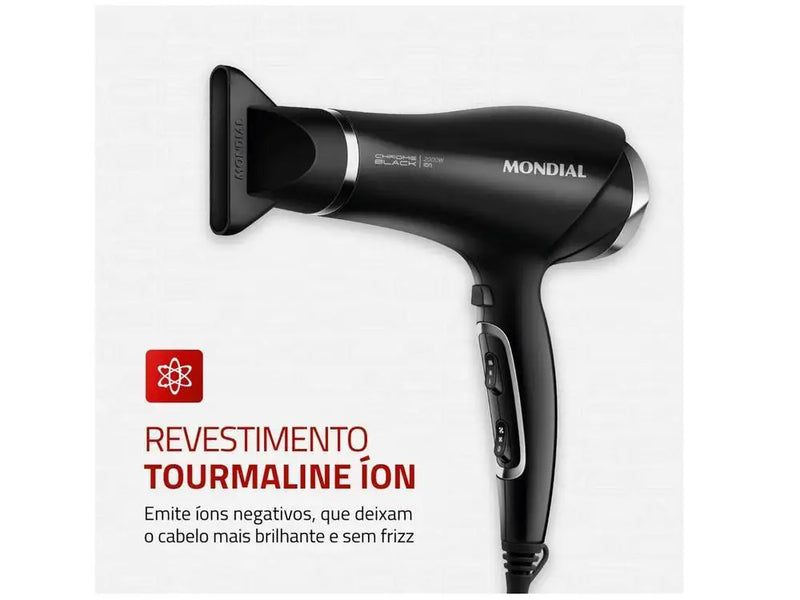 "Secador de Cabelos Mondial 220V – Leve, Potente e com Tecnologia de Íons Tourmaline