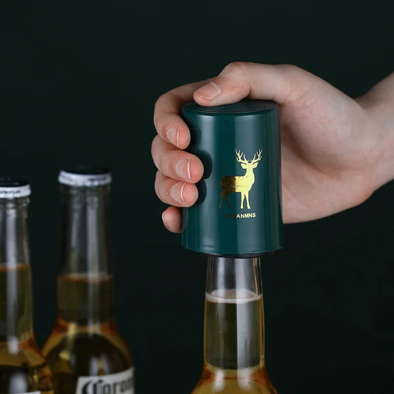 Abridor de garrafas de cerveja de aço inoxidável, criativo, magnético, automático, abridor de tampas, ferramenta portátil, acessórios para bar