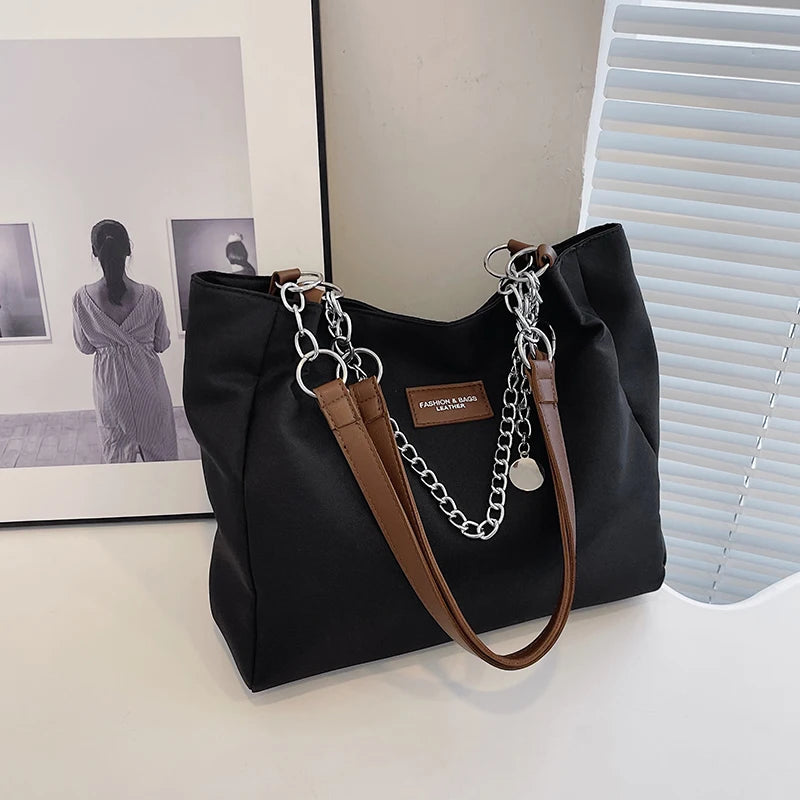 EcoTote Urbano Prime – Bolsa Grande de Nylon Premium com Alça Corrente & Bolsos Internos