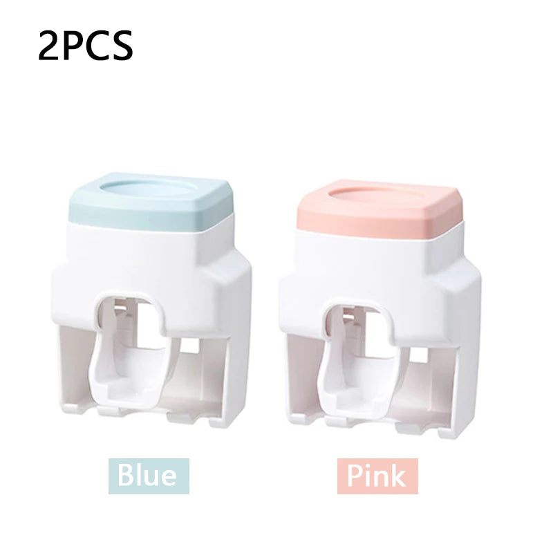 Dispensador Automático com Suporte de Escovas de Parede 2 em 1
