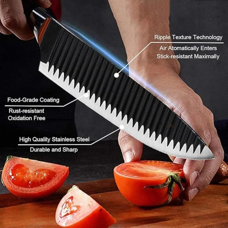 Kit Chef da Casa 6 Peças – Facas de Cozinha em Aço Premium com Design BlackWave