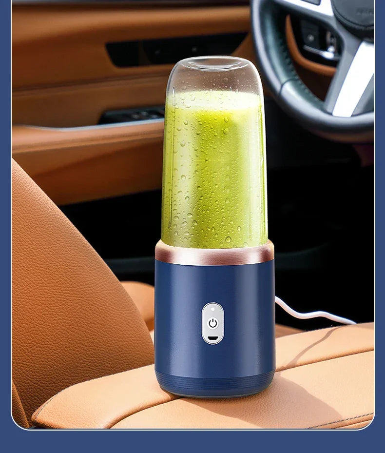 Copo Espremedor Portátil com 6 Lâminas – Liquidificador de Frutas Doméstico, Copo para Batidas, Recarregável via USB, Ferramenta de Cozinha 400 ml