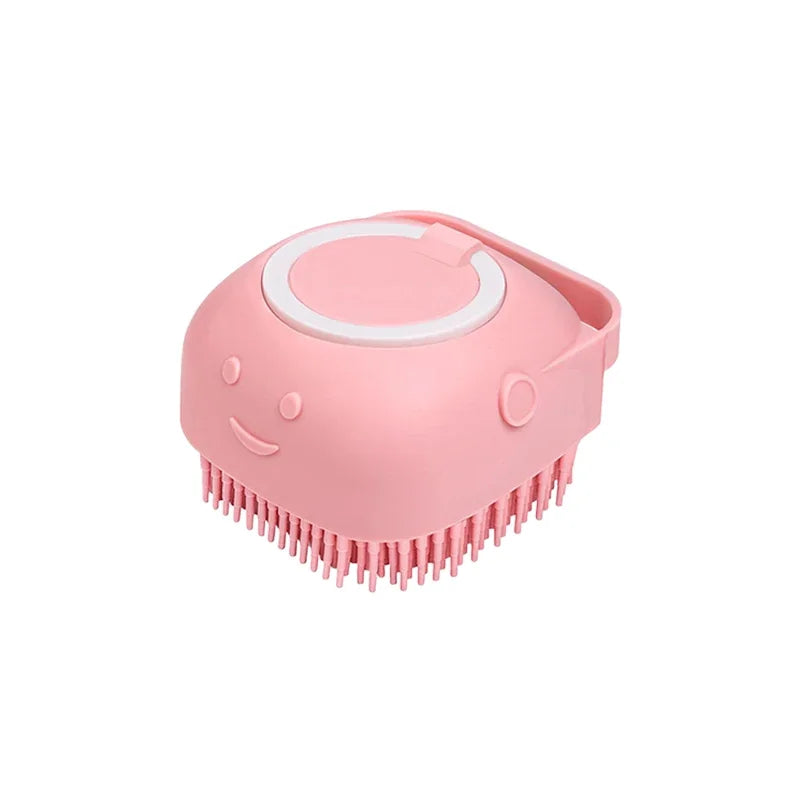 Escova Banho Pet 2 em 1 – Massageadora com Dispenser de Shampoo