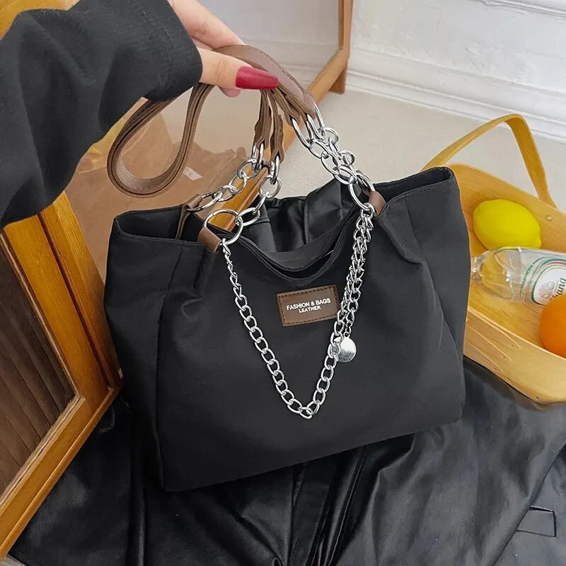 EcoTote Urbano Prime – Bolsa Grande de Nylon Premium com Alça Corrente & Bolsos Internos