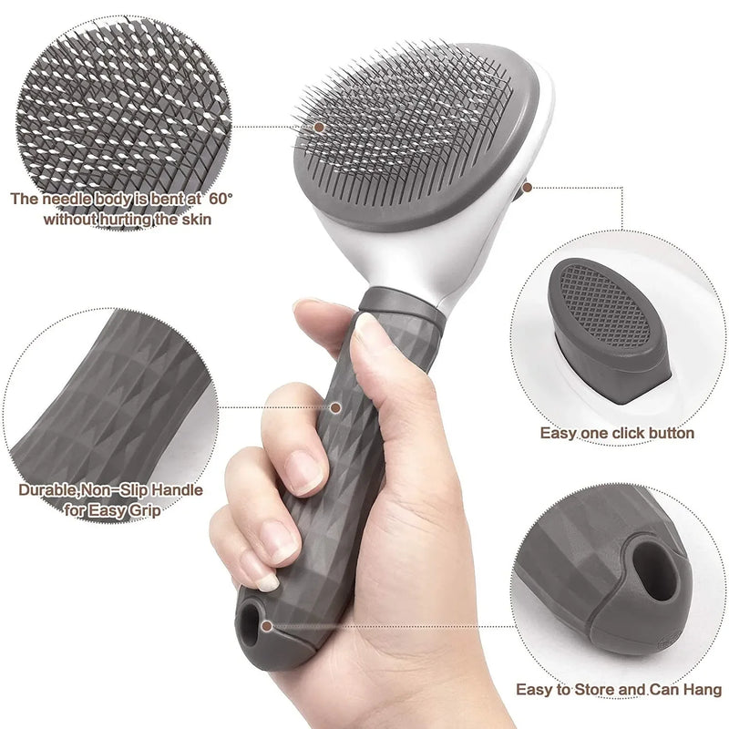 Pente Pet 2 em 1 – Escova para Remover Pelos Soltos e Desembaraçar Nós em Cães e Gatos