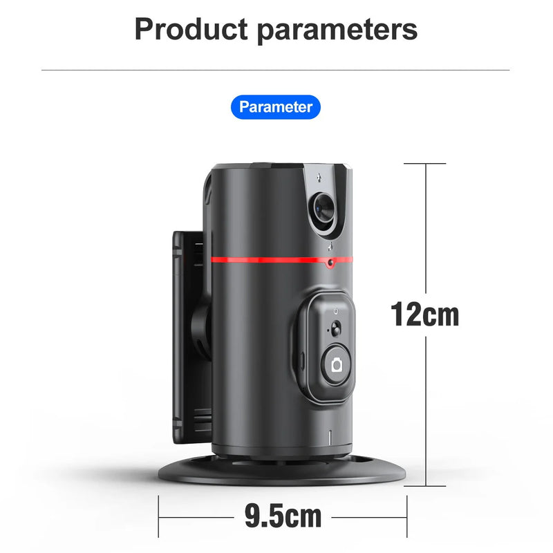 Estabilizador de Celular com Luz LED Removível e Rastreamento Facial – Tripé Sem Fio com Suporte Giratório 360º para Lives, Vídeos e Selfies