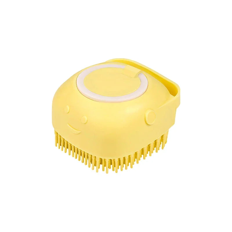 Escova Banho Pet 2 em 1 – Massageadora com Dispenser de Shampoo