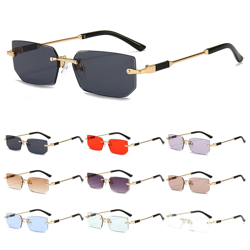 Óculos de Sol Sem Aro Masculino e Feminino – Moda Verão, Quadrado Minimalista, Para Viagem e Dia a Dia