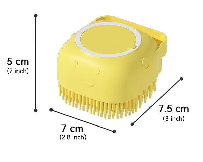 Escova Banho Pet 2 em 1 – Massageadora com Dispenser de Shampoo