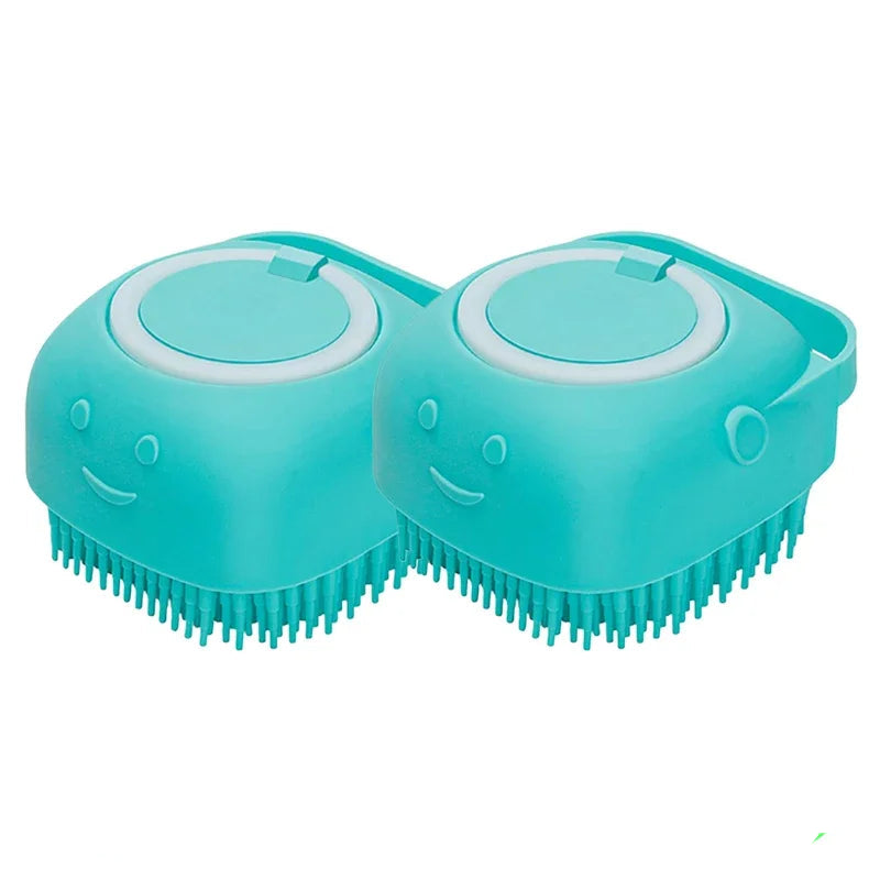 Escova Banho Pet 2 em 1 – Massageadora com Dispenser de Shampoo
