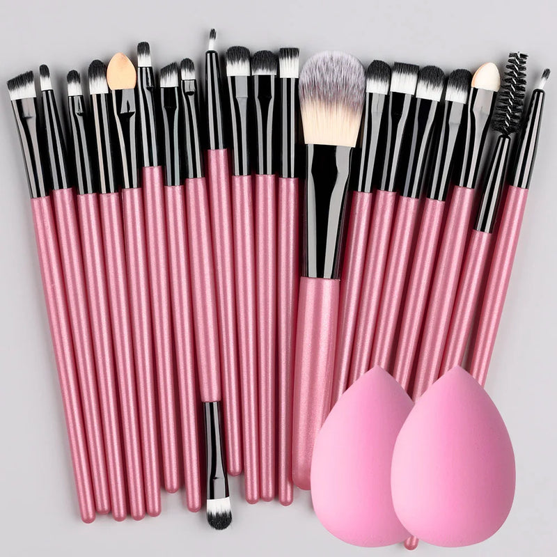 Kit Pincéis BeautyArt Deluxe – Base, Olhos e Iluminador (20 peças)