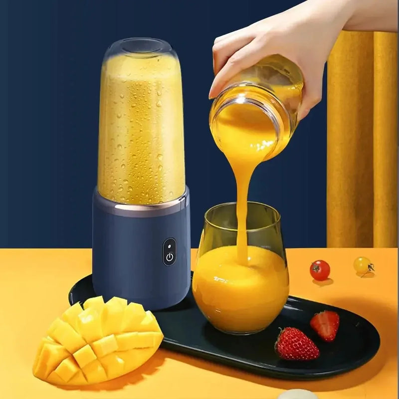 Copo Espremedor Portátil com 6 Lâminas – Liquidificador de Frutas Doméstico, Copo para Batidas, Recarregável via USB, Ferramenta de Cozinha 400 ml