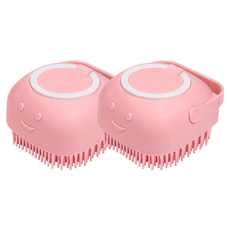 Escova Banho Pet 2 em 1 – Massageadora com Dispenser de Shampoo