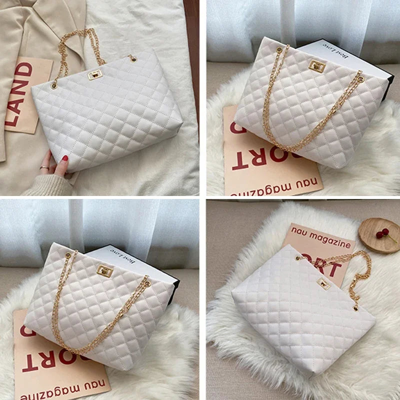 Bolsas tote para mulheres, bolsa de couro PU com strass