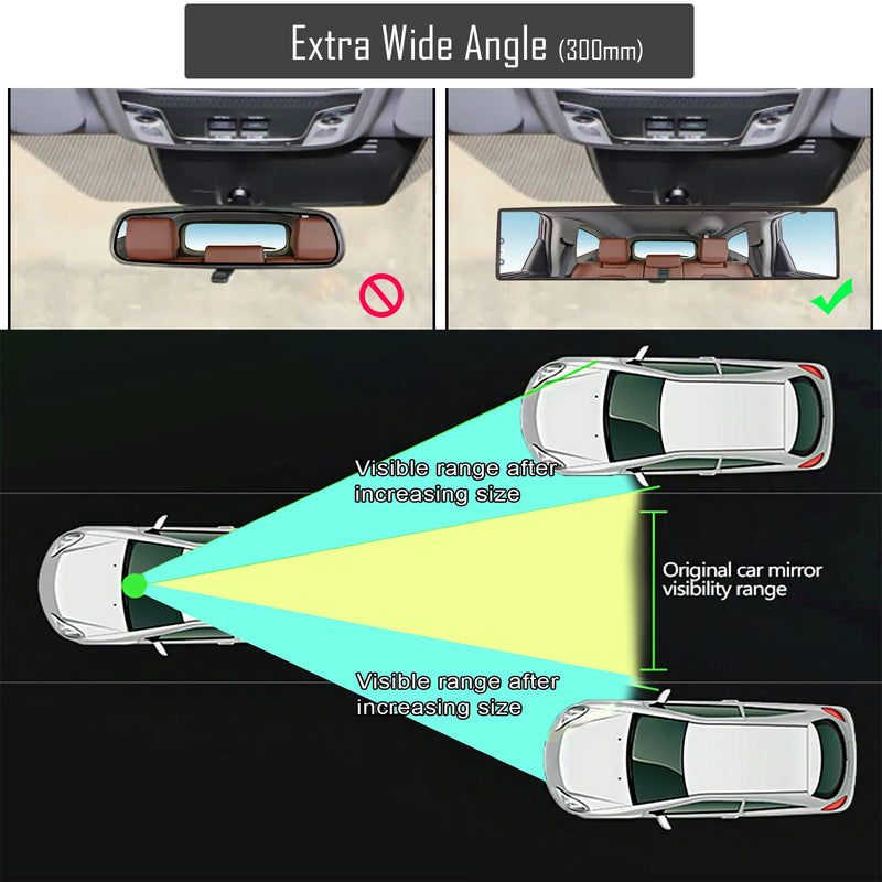 Espelho UltraGlare Retrovisor Interno Convexo, grande angular, antirreflexo, com viseira azul e foco em segurança