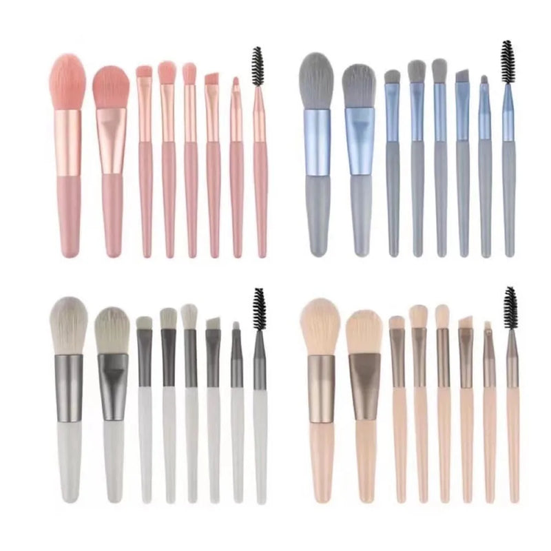 Kit com 8 Pincéis de Maquiagem com Estojo Transparente